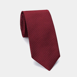 Luxusní kravata s kapsičkou na kartu, červená s modrými tečkami (4164715806764)