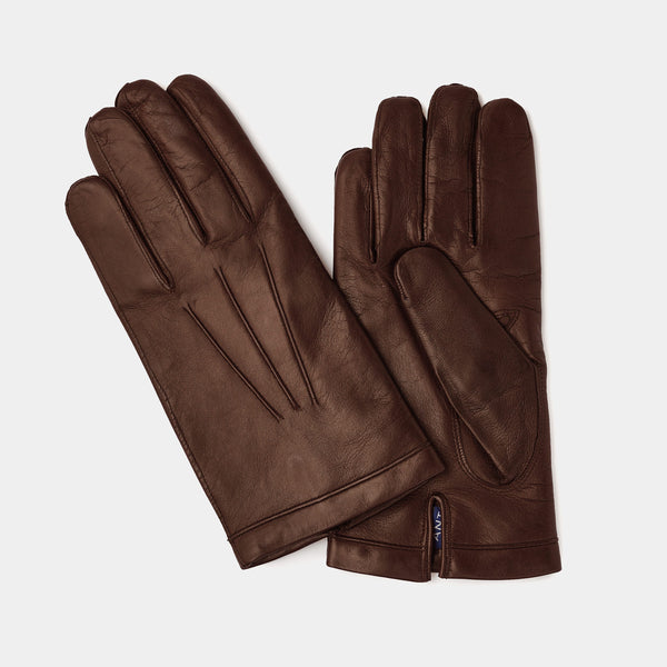Pánské kožené rukavice hnědé, kašmírová podšívka-ANTORINI® (4315566407724)