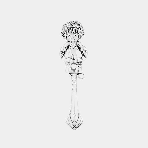 Stříbrné dětské chrastítko s holčičkou, stříbro 925/1000, váha stříbra: 23 g-ANTORINI®