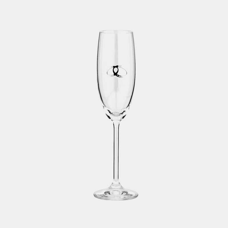 Svatební sklenice na šampaňské, křišťál, stříbro 925/1000, 3g