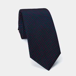 Luxusní kravata s kapsičkou na kartu, modrá s červenými tečkami-ANTORINI®