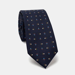 Luxusní hedvábná kravata ANTORINI, modrá s tulipány (4164723277868)