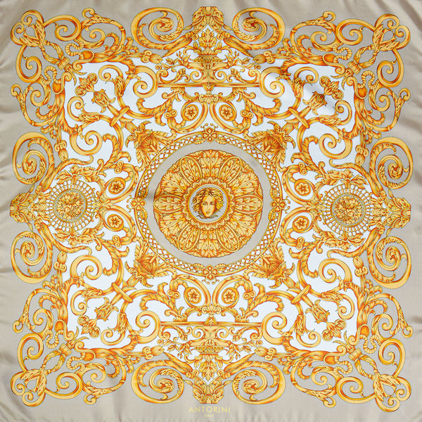 Kvalitní hedvábný šátek ANTORINI Vintage, krémový, limitovaná kolekce (3111029014628)