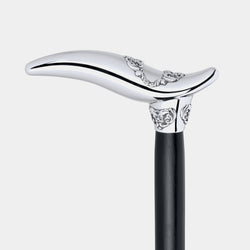 Vycházková hůl Elegance se stříbrnou rukojetí, stříbro 925/1000, 141 g, černá-ANTORINI®