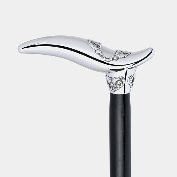 Vycházková hůl Elegance se stříbrnou rukojetí, stříbro 925/1000, 141 g, černá-ANTORINI®