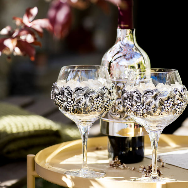 Luxusní set sklenic na víno s dekorací, postříbřená mosaz-ANTORINI®